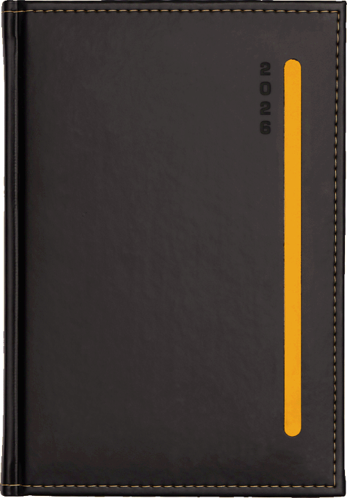 Kalendarz A5 dzienny LINIA PIONOWA: Vivella Czarny + Vellutino ��ty